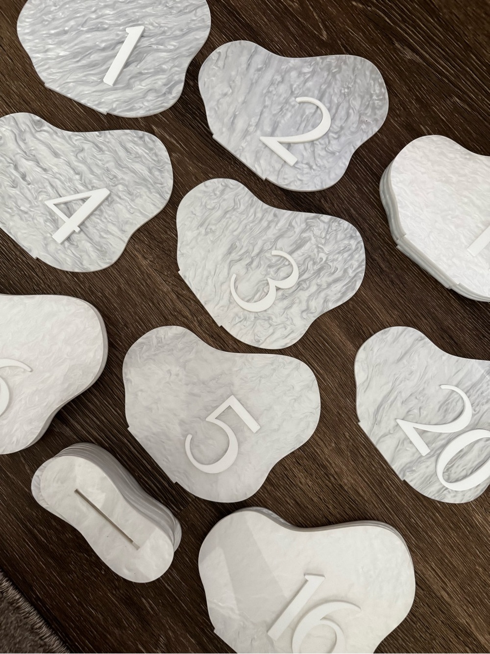 Custom Wedding Oblong Natural Stone Shape Arcylic Table Numbers